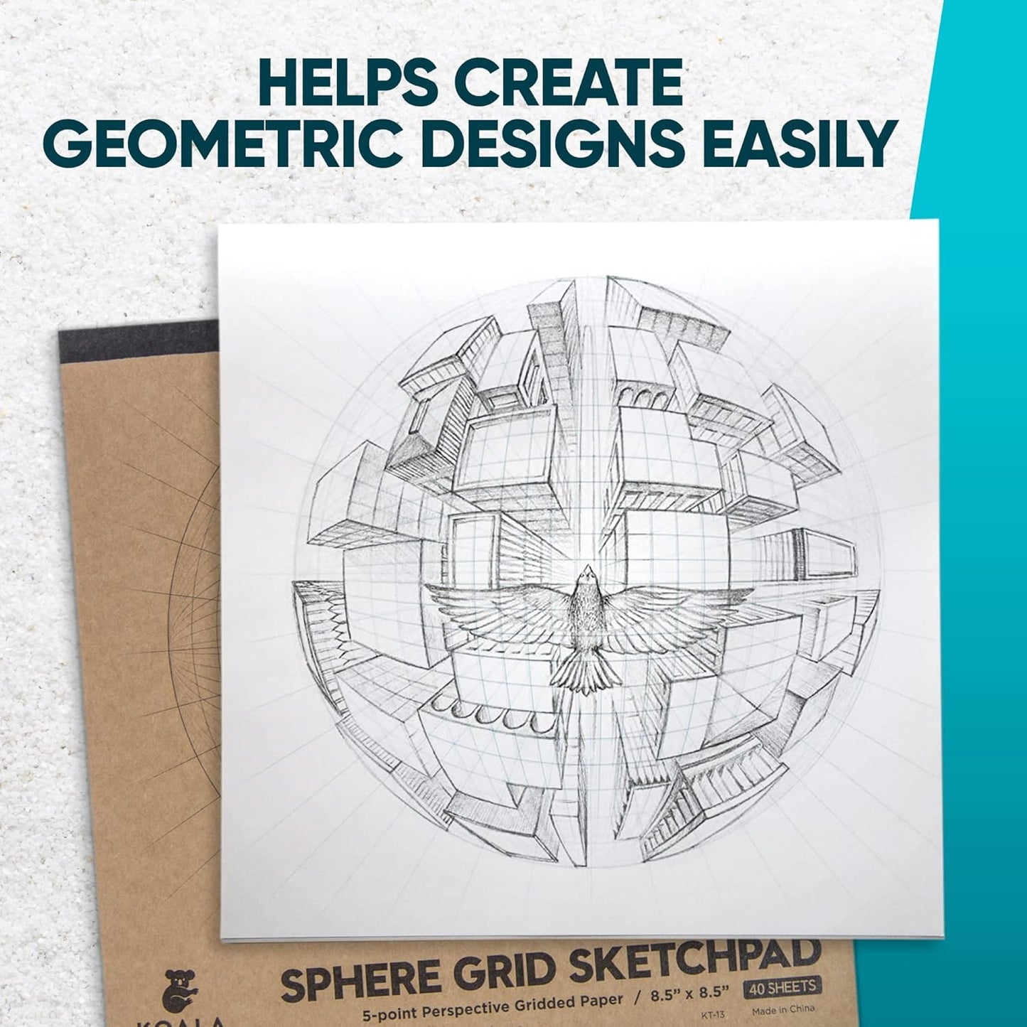 Koala Tools | Drawing Perspective (1 and 2-Point) Large Sketch Pad (1 Point - 9 x 12)