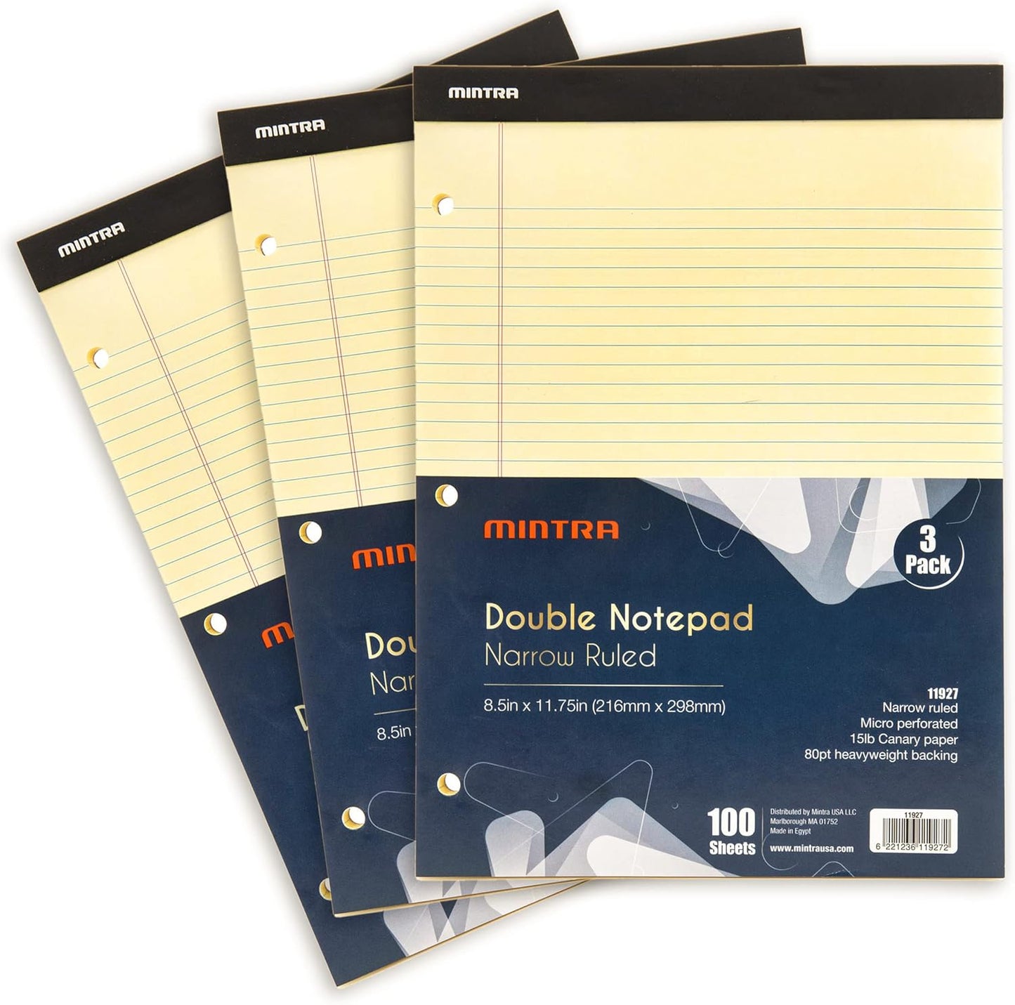 Mintra Office White Legal Pads – Ruled Notepads and Micro-Perforated Sheets, Ideal for Writing, Note-Taking & Creativity, Office, or Professional Use, Basic Pad 6 pack, 8.5"x11" (Narrow Ruled)