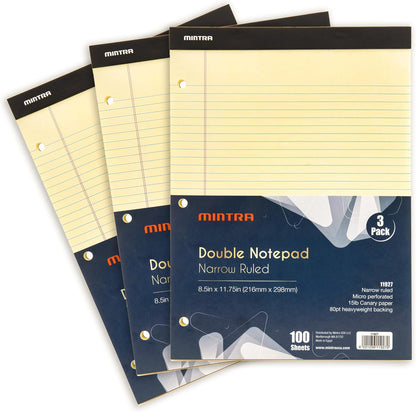 Mintra Office White Legal Pads – Ruled Notepads and Micro-Perforated Sheets, Ideal for Writing, Note-Taking & Creativity, Office, or Professional Use, Basic Pad 6 pack, 8.5"x11" (Narrow Ruled)