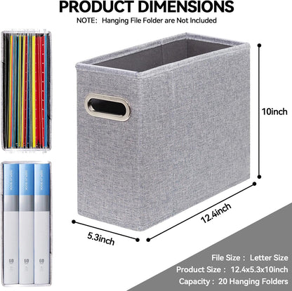 4 Packs Letter Size File Organizer, File Folders Organizer, Fabric Storage Box, Collapsible Paper Organizer with Metal Handle, Smooth PVC Rails, Only Box (Beige)