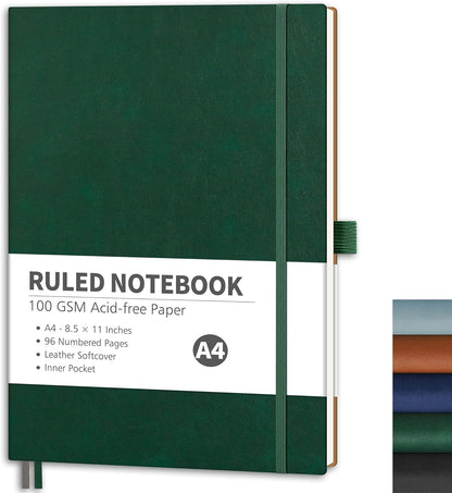 RETTACY Graph Grid Paper Notebook, 96 Pages, A4 Large Size (8.5'' x 11''), 5 Squares per Inch, Leather Softcover, 100 GSM Thick Paper, for School, Students, Math, Engineering (Navy Blue)