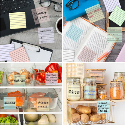 3x3 Inch Transparent Sticky Notes 300 Sheets, Clear Translucent Lined Self-Adhesive Memo Repositionable Reminder Pad for Office, College Students, Planners, Journals, School Supplies (Purple)