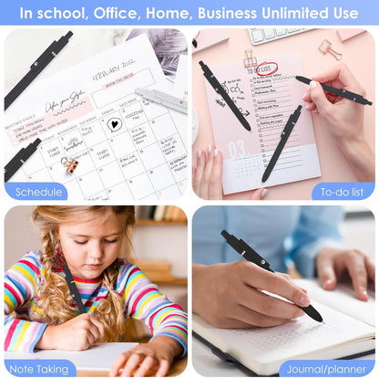 Donyang Gel Pens, 7pcs 0.5mm Black Ink Pens Quick Dry Fine Point Smooth Writing Pens for Journaling Note Taking, Cute Nurse Teacher Work Desk Accessories Office School Supplies Gifts for Women Men