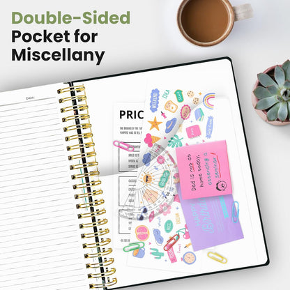 Large Spiral Notebook with Dividers & Tabs, 8.5" x 11" Hardcover 5 Subject Notebook for Work, 280 pages, College Ruled, Cute Journal for Women, Perfect for Study & Office Note Taking, Garden