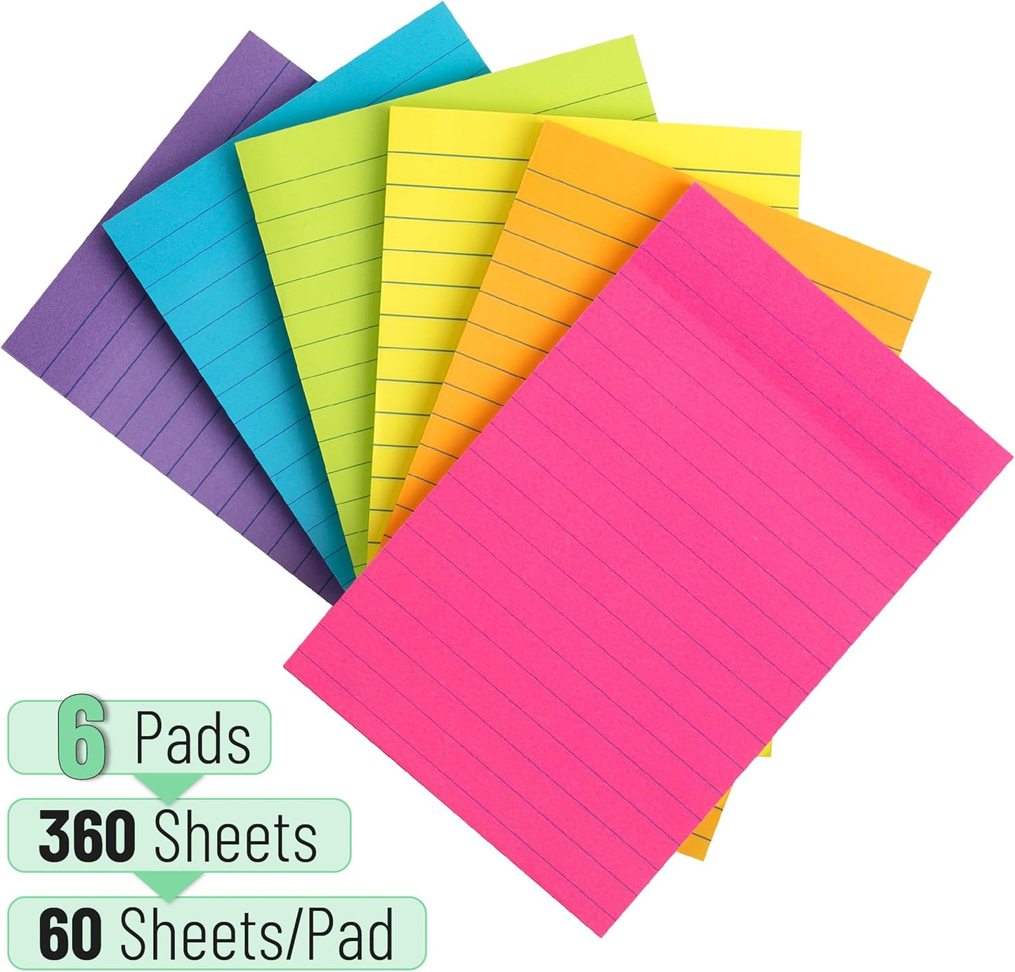 Mr. Pen- Lined Sticky Notes, 3" x 3", 12 Pads, 60 Sheets/Pad, Morandi Color, Bulk Sticky Notes with Lines, Ruled Post Stickies, Memo Pads, Self-Stick Note Pad for Office, School, Home, Study