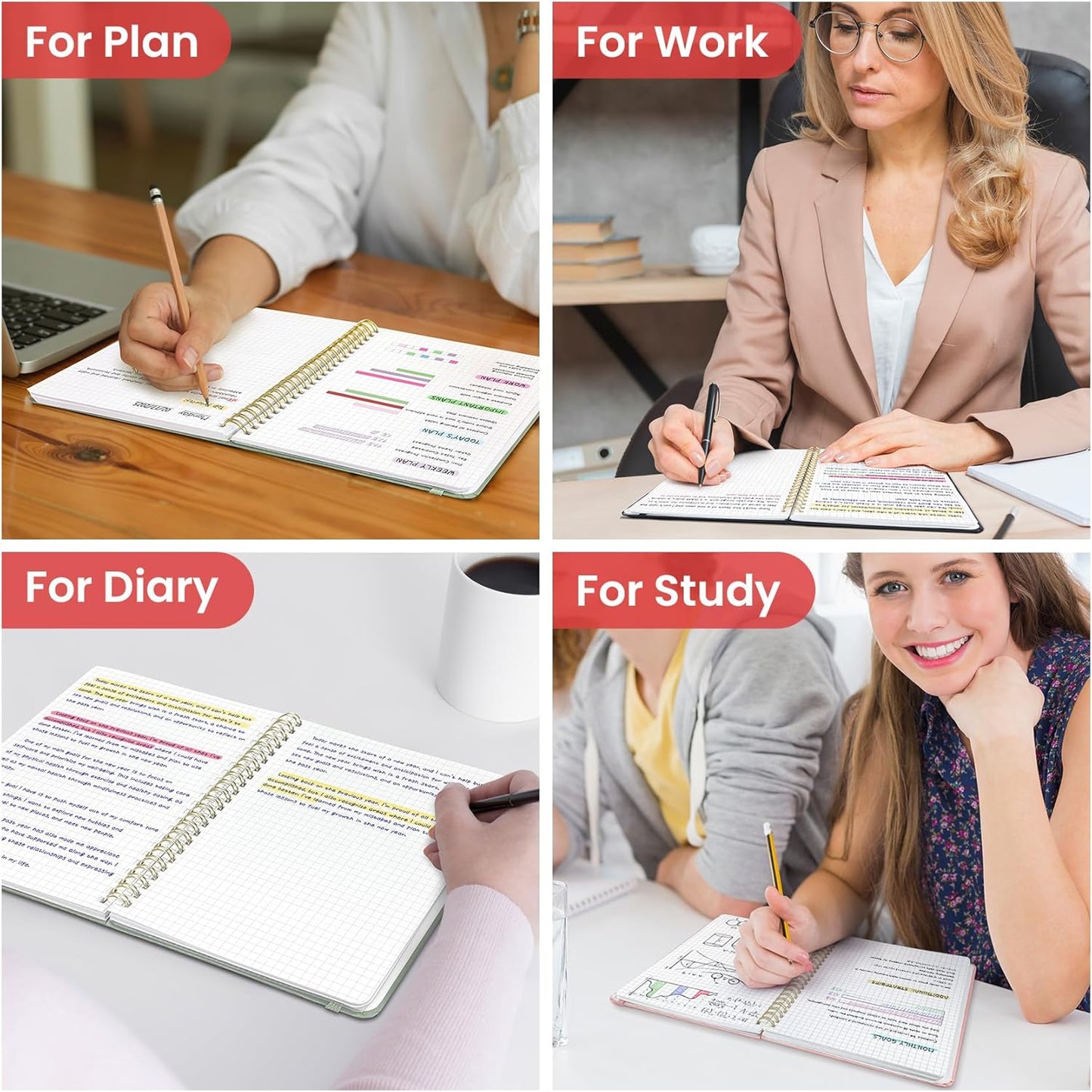 Taja Lined Spiral Journal Notebook for Women & Men, 140 Pages, College Ruled Hardcover Notebook for Work & Note Taking, Journals for Writing, A5(5.7" x 7.9") - Green