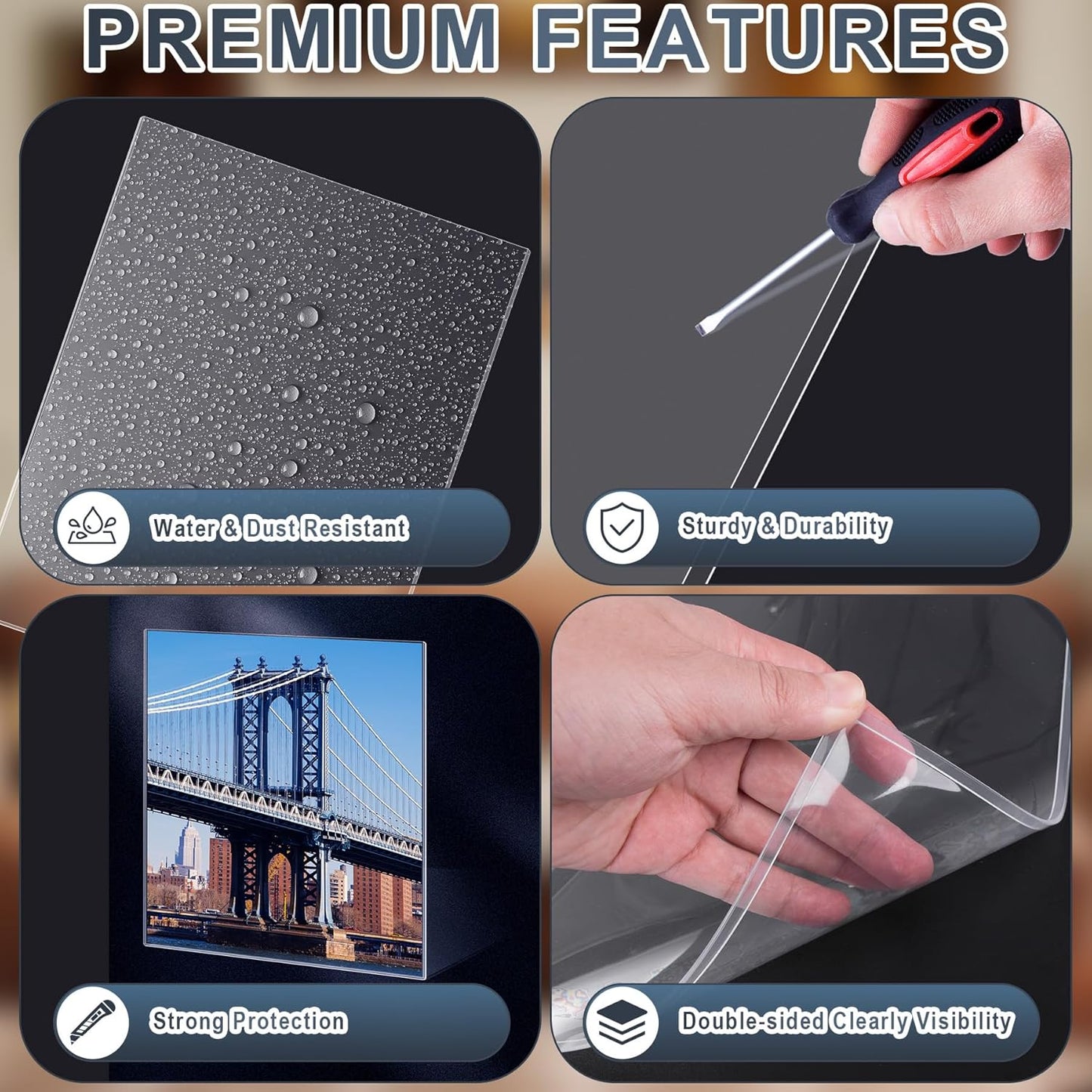 AKONEGE 5PCS 9" x 12" Rigid Print Protectors Clear Plastic Sheet Protectors, Heavy Duty Top Loading Document Holder, Menu Cover, Photo Poster Sleeves Hard Plastic Sleeves for Paper Art Prints
