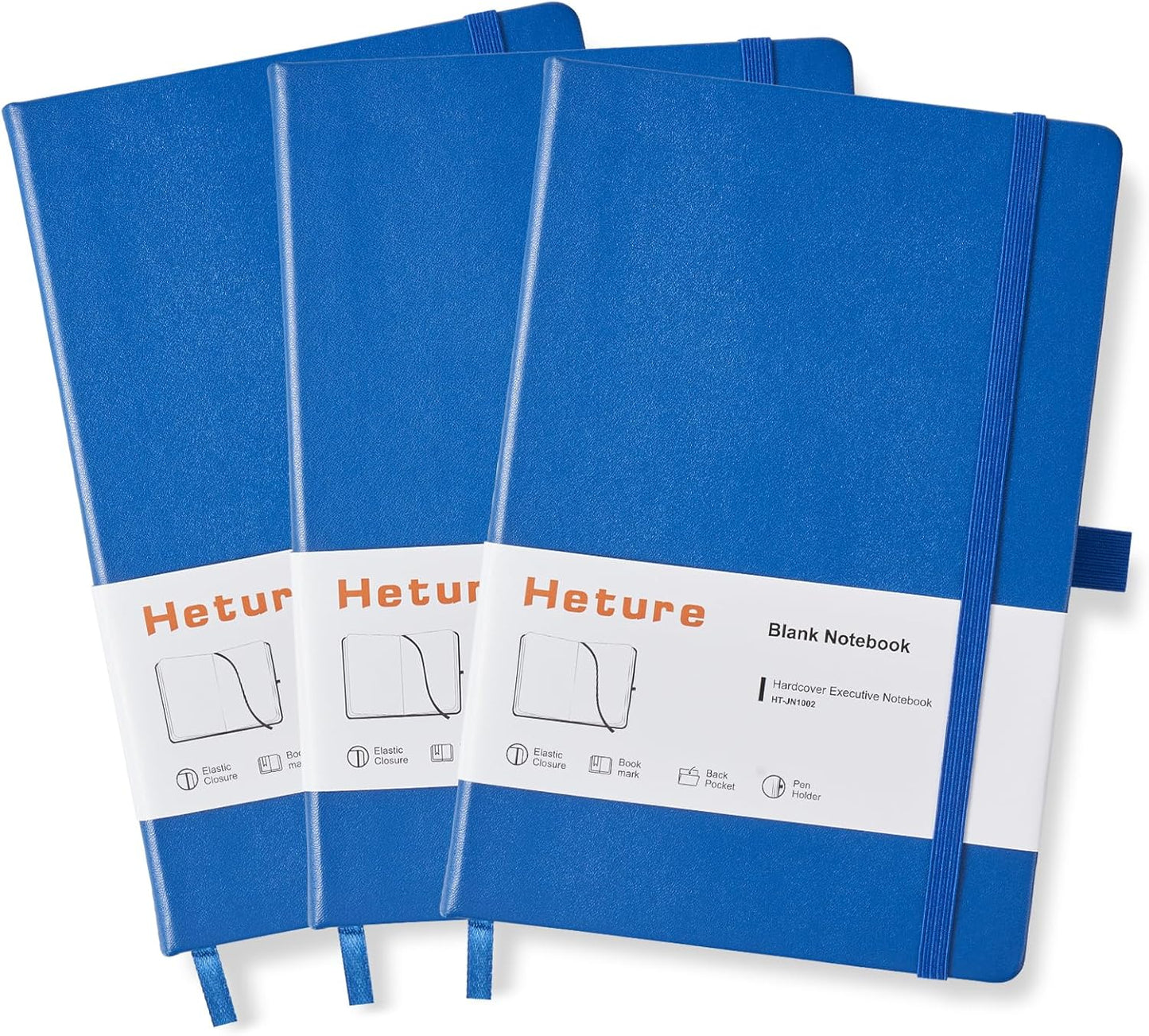 Heture Hardcover Notebooks, A5 Lined Journals Notebook for Writing 160 Pages, 8.2 x 5.5 inch, Classic Ruled Notebooks for College/Work/Travel (Lined-3 Pack, Black)