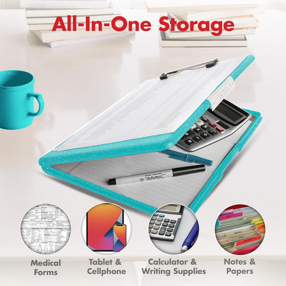 Dexas Slimcase 2 Plastic Clipboard with Storage and Side Opening, Black, Office Supplies Clipboards to Organize, Carry and Store, A4 Holder, Style and Functionality Nursing Clipboards