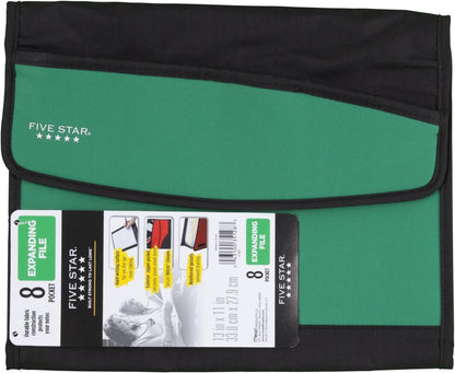 Five Star Expanding File Folder, 8-Pocket Expandable File Folder, Green (73923)