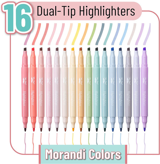 Mr. Pen- Dual Tip Highlighters, 8 Pack, Fine & Chisel, Cute Highlighters Assorted Colors, Dual Tip Markers
