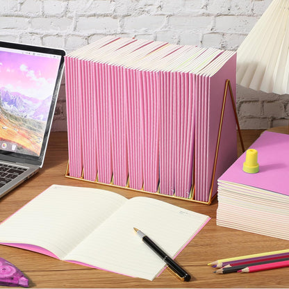 Handepo 100 Pack A5 Composition Notebooks 72 Pages/36 Sheets Ruled Lined Composition Kraft Notebooks Bulk Soft Cover Journals Travel Memo for Students Classroom Office Supplies(a5, Colourful)