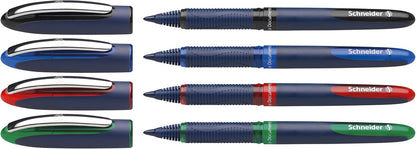 Schneider One Business Rollerball Pen, 0.6 mm Ultra-Smooth Tip, Blue Barrel, Black Ink, Box of 10 Pens (183001)