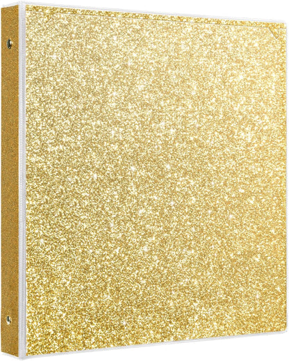 EYROZILL 3 Ring Binders 1 Inch Round Rings Binder Gold Binder Holds 8.5" x 11" Letter Size 300 Sheets, Waterproof, Gold