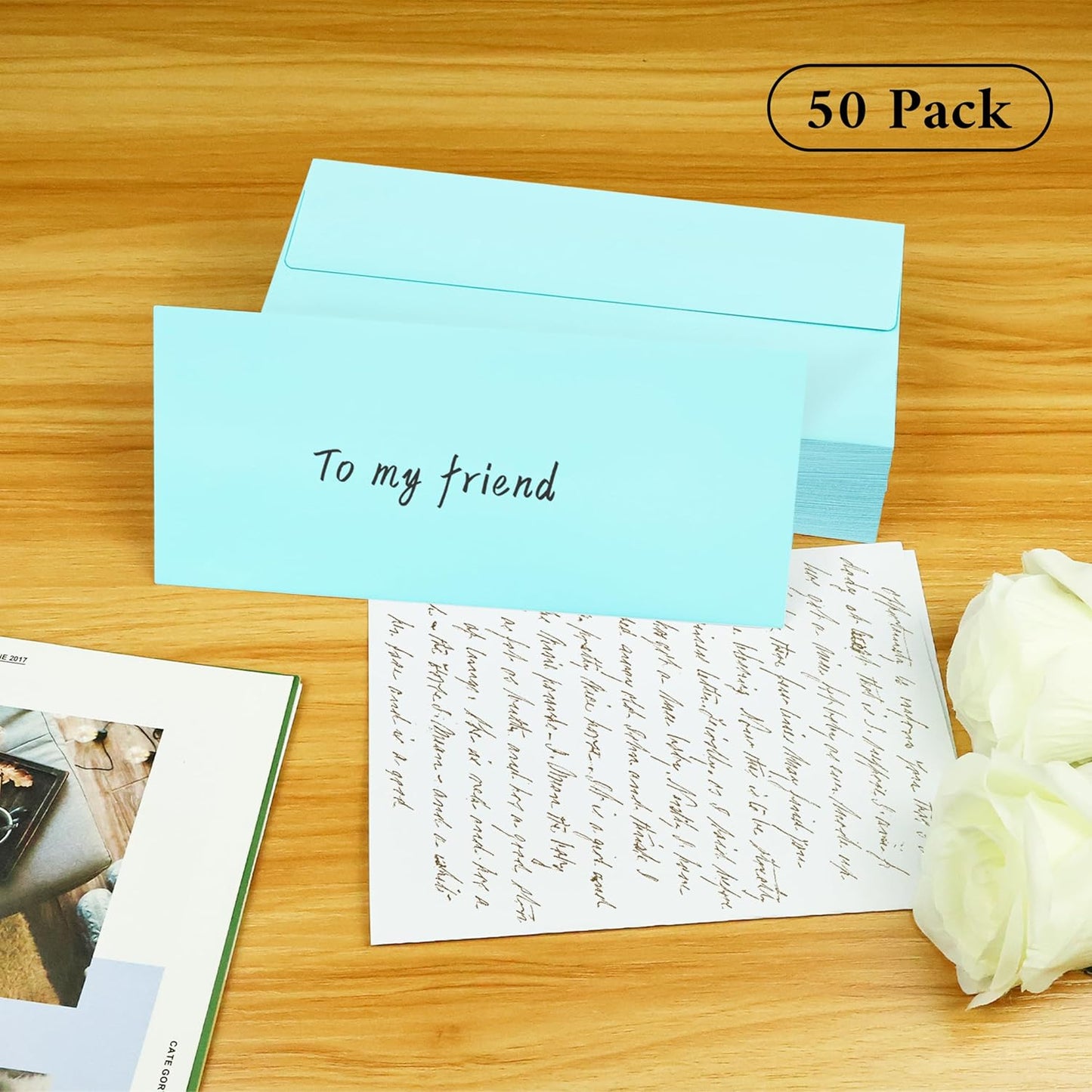 50 Pack #10 Business Envelopes, Sage Green Standard Envelopes Self Seal, Letter Size Mailing Envelopes for Checks Letters Invoices Statements Birthday Graduation Wedding, 4 1/8 x 9 1/2 Inch