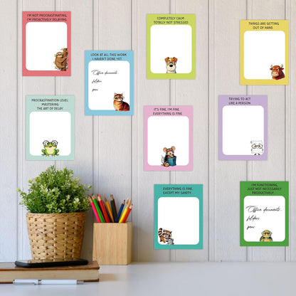 Dumpster Fire Sticky Notes 9 Pack, Funny Dumpster Fire Notepads for Work Stress Relief, Cute Self-Stick Memo Note Pads for Office, Humorous Gifts for Coworkers Students School Office Supplies 3×3 Inch