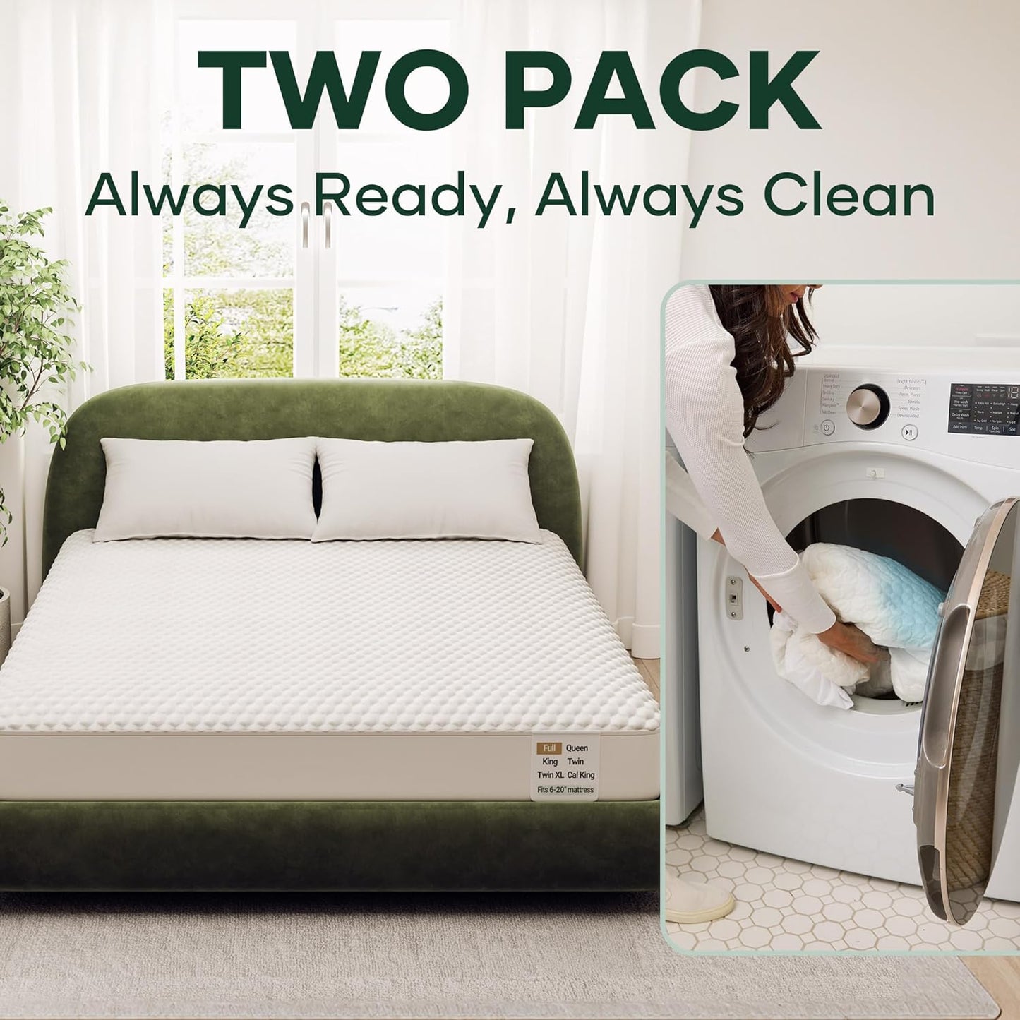 OhGeni 100% Waterproof Queen Size Mattress Protector,Soft Mattress Pad, Cooling Breathable Fitted Sheets,Washable Bed Cover,Non-Slip Deep Pocket,Noiseless for Bedroom