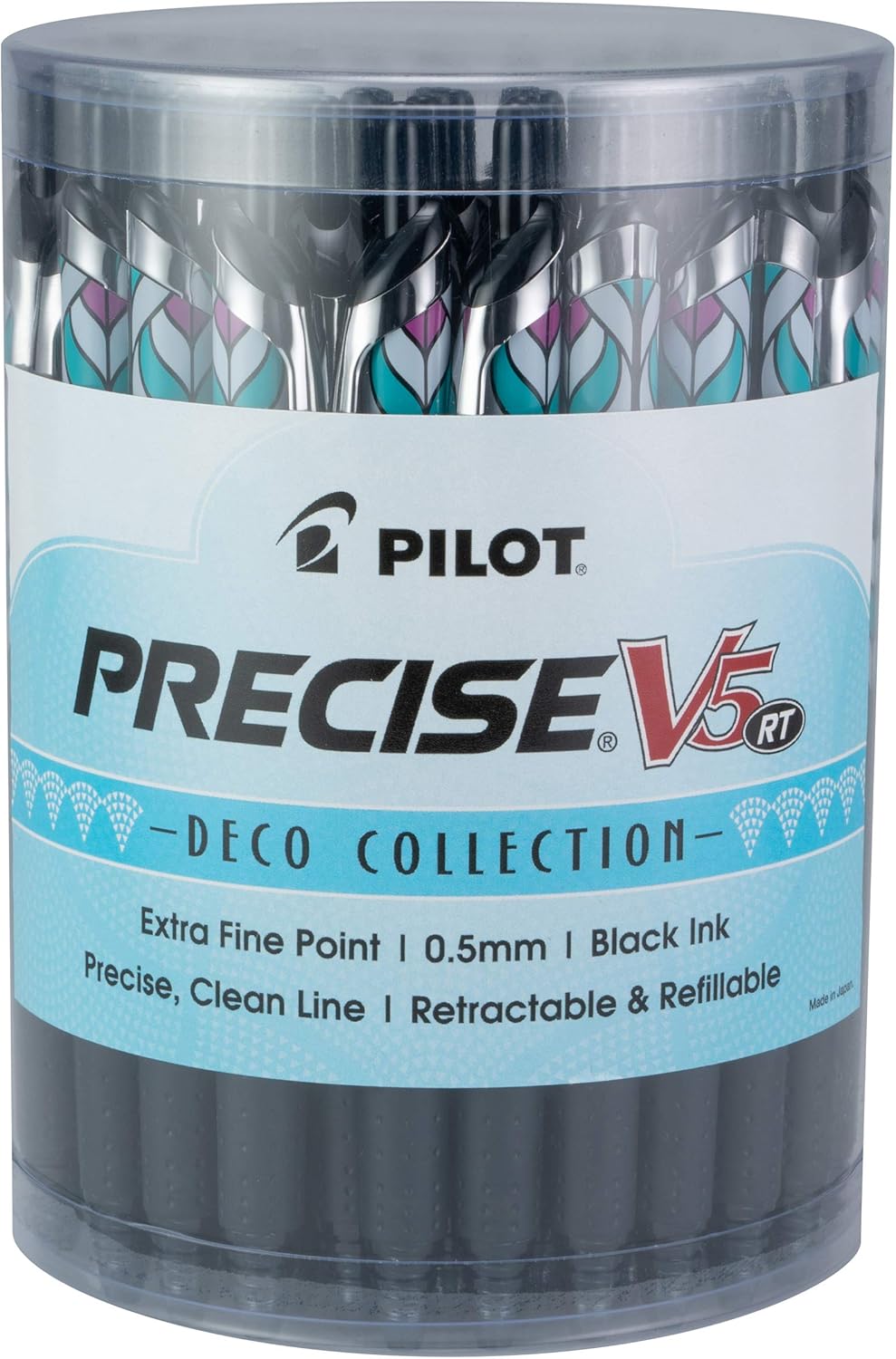 PILOT Precise V5 RT Extra-Fine Premium Retractable Rolling Ball Pens, 0.5mm, Assorted Colors, 8 Count (11890)