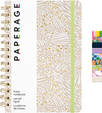 PAPERAGE Lined Spiral Journal Notebook, (Black), 160 Pages, Hardcover Journal for Women & Men, Medium 5.5 in x 8 in - 100 GSM, Thick Paper, Spiral Notebook for Work, School & Journaling