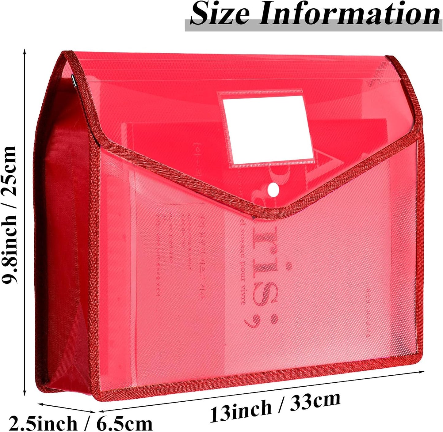 10 Pieces Plastic File Folders Envelope Expanding File Wallet Organizer Documents Folder with Snap Closure and Pocket, A4 Size Waterproof Transparent Pouch(White,Horizontal)