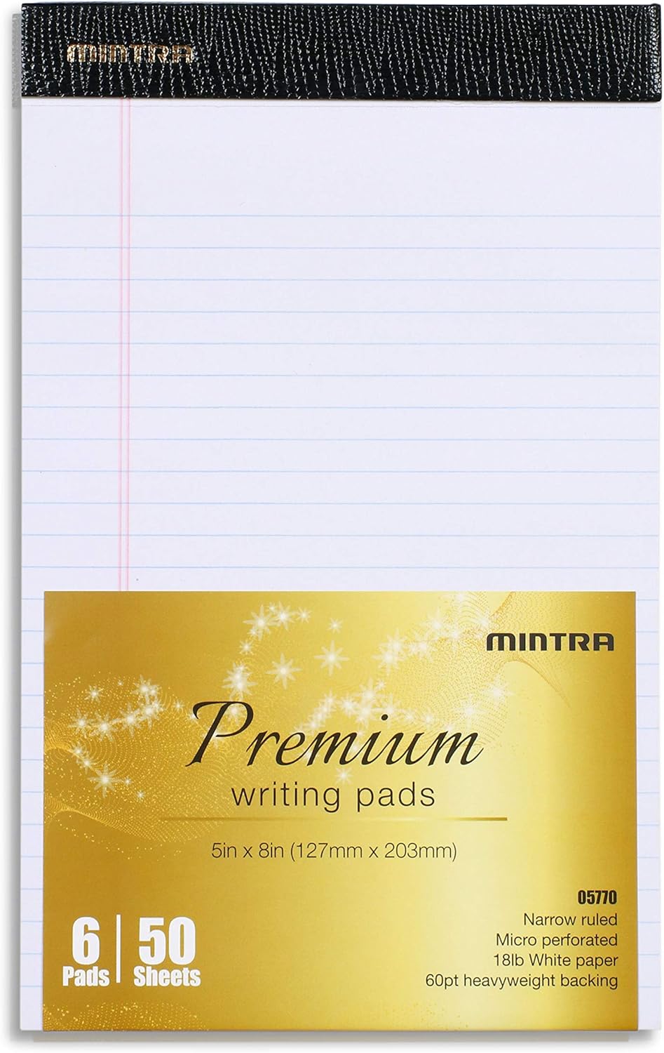 Mintra Office Colorful Legal Pads - Includes 2 Blue, 2 Pink, and, 2 Green Writing Pads, Micro Perforated Lined Sheets, Ideal for Professional & Personal Use, 5"x8" Narrow Ruled, 6 pack Basic Pastel