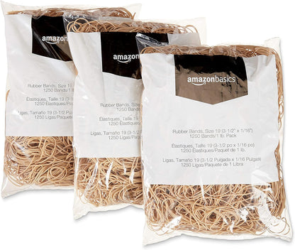 Amazon Basics Assorted Size and Color Rubber Bands, Strong Elastic Stretch Office Supplies, 0.5 lb. Variety Assortment