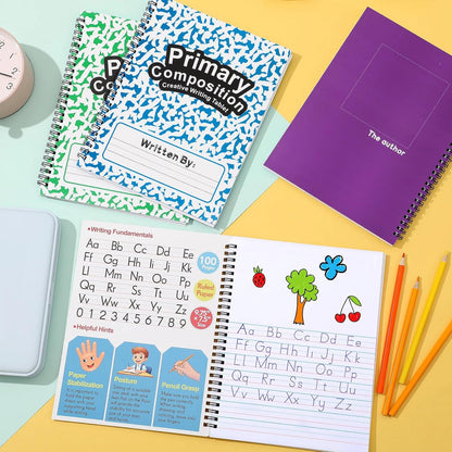 Henoyso 8 Pcs 100 Pages Spiral Primary Composition Notebook K-2 Bulk Primary Journal Drawing Handwriting Practice for Kids 4-6 Kindergarten Preschool Home School 1st 2nd Grade Student (Fresh Color)