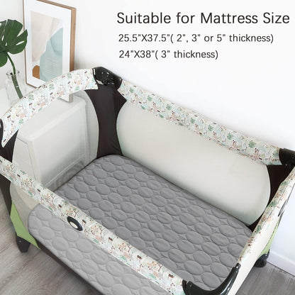 Crib Mattress Protector Sheets Waterproof 2 Pack, Quilted Crib Mattress Pad Cover Fitted Fits for Toddler Bed Mattress, White, 52” x 28”
