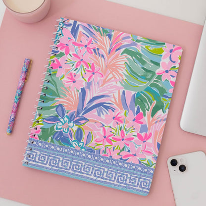 Lilly Pulitzer Large Blue Hardcover Spiral Notebook, 11" x 9.5" with 160 College Ruled Pages, Cabana Cocktail