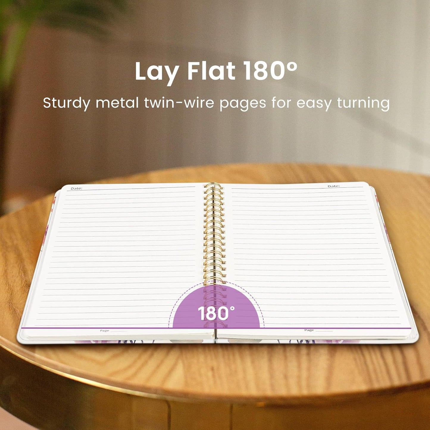 Taja Lined Spiral Journal Notebook for Women, A5 Cute College Ruled Hardcover Notebook for Work & Note Taking, Pretty Journal for Writing, 140 Pages, Flower Garden