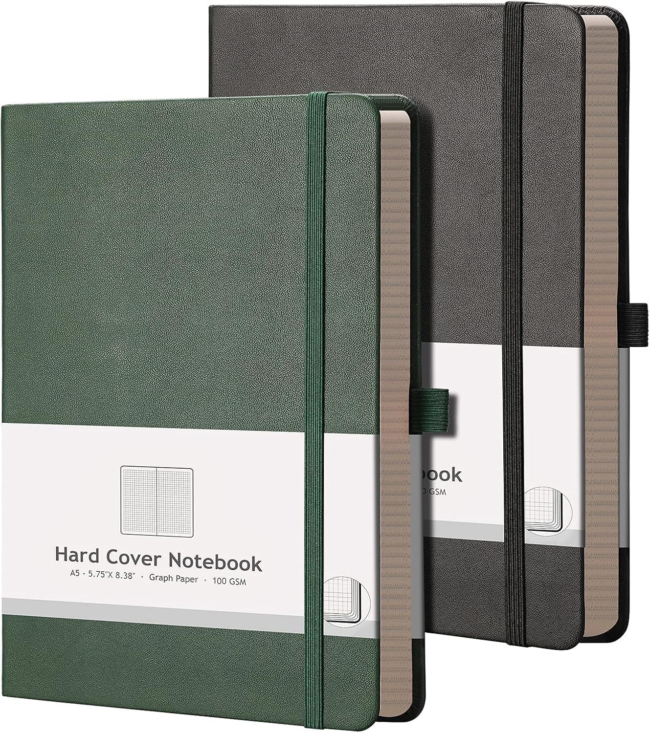 AHGXG Graph Paper Notebook 2 Pack - A5 Grid Paper Notebook/Journal Hardcover with 384 Pages, 120gsm Thick Graph Paper, Grid Paper for Math & Science Students 5.75'' × 8.38''