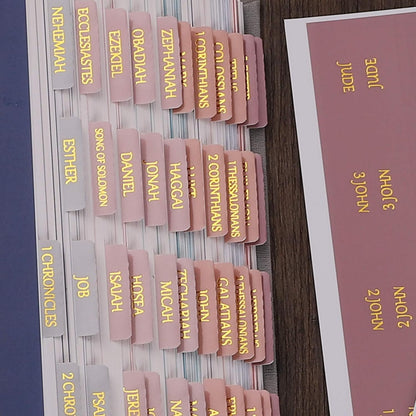 Thinkor- Repositionable Bible Tabs, 66 Pink Theme Laminated Tabs for Women, Thinkor for Study Bible