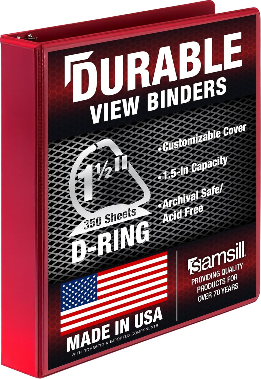Samsill Durable 4 inch 3 Ring Binder, D Ring Binder, 100% Recycled Chipboard, Black, 2 Pack