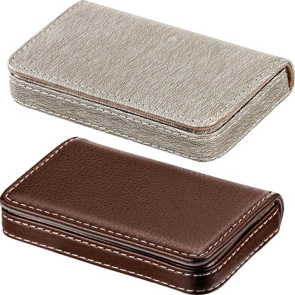 Outus 2 Pcs Business Card Holder, PU Leather Business Card Case Pocket Wallet with Magnetic Shut for Valentines Gift Adult(Black and Coffee)