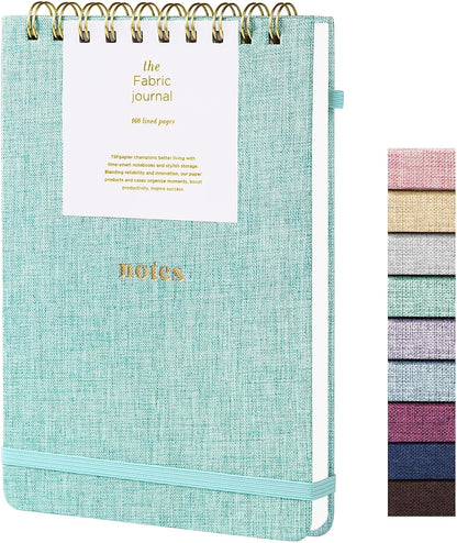 A5 Top Spiral Notebook – Hardcover Journal 160 Pages 100 GSM Thick Paper With Elastic Band & Pen Holder Steno Pads College Ruled Writing Notebooks for Work School Travel Pink
