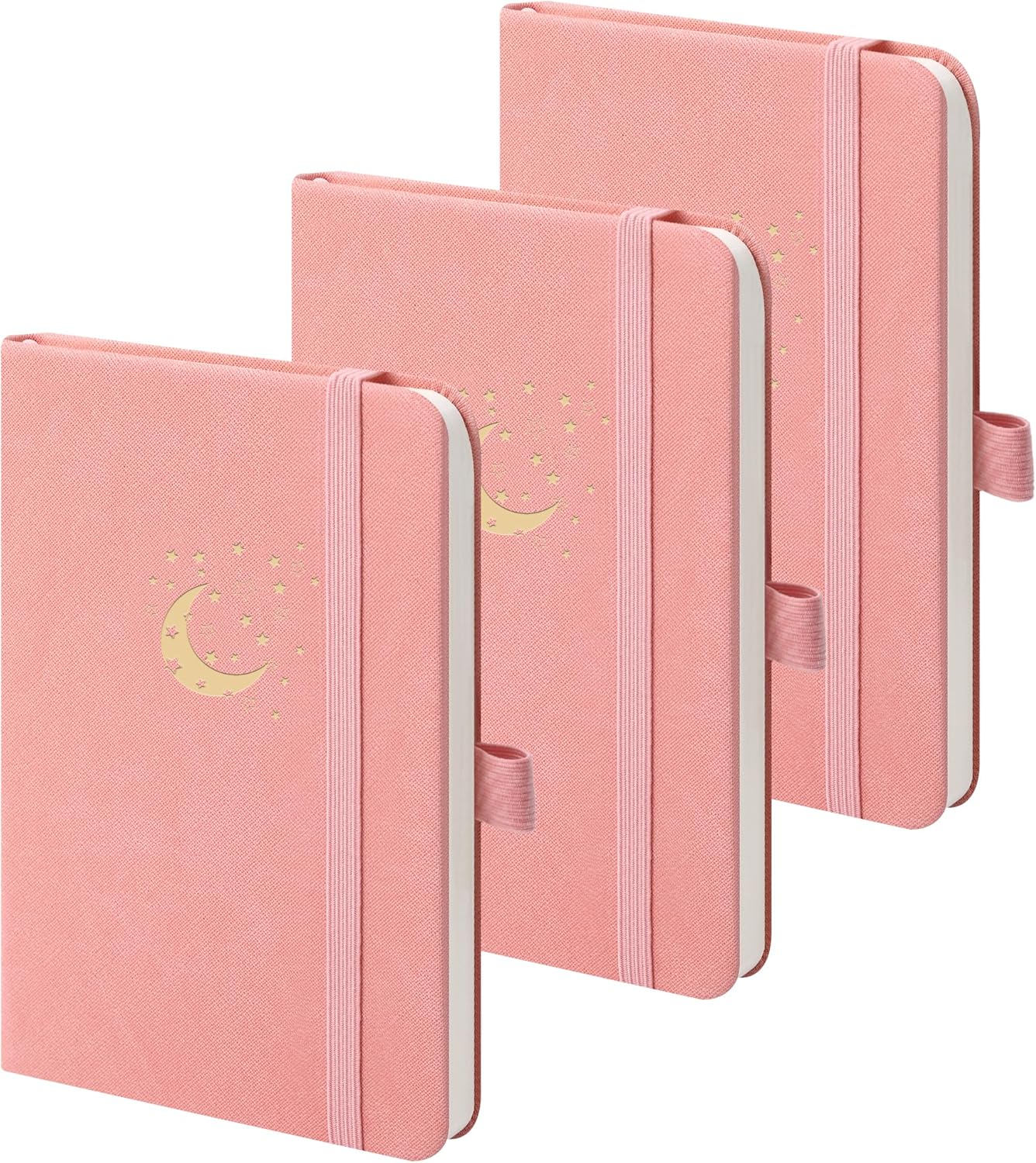 BOBO RABBIT 3 Pack Pocket Small Notebooks Total 600 Pages A6 Moon Star Aesthetic Mini Compact Journal Notebook For Note Taking Journaling Hardcover Leather College Ruled Lined Note Pads for Women Men Travel Office School