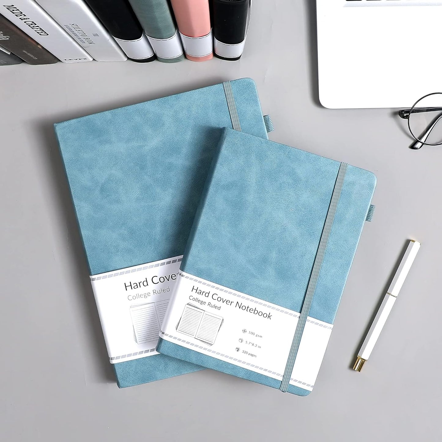 CAGIE Bullet Dotted Journal Notebook 320 Pages 100 GSM Paper Hardcover A5 Dot Grid Notebook Leather Journals for Writing Women Men Work Journaling, Green