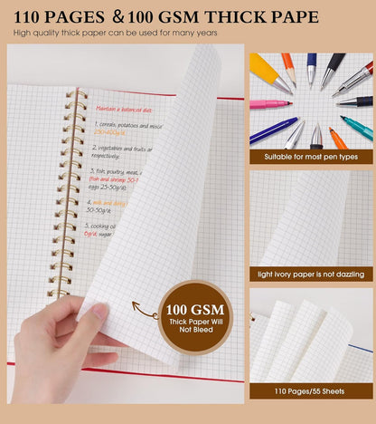 Spiral Notebook Journal 8.5” x 11”, A4 Large Pink Notebooks for Women Men, College Ruled Lined Journal, 100 GSM Paper, Plastic Hardcover Spiral Bound Journals for Work School Note Taking Business