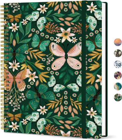 Taja Large Spiral Lined Journal for Women, 8.5" x 11" Notebooks for Work Collge Ruled, A4 Aesthetic Cute Journaling Notebooks for Writing, Plastic Cover, Celestial