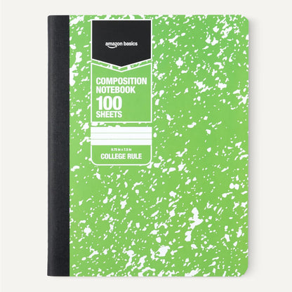 Amazon Basics Composition Notebook, College Ruled, 100 Sheets, 9.75" x 7.5", Assorted Marble Colors, 12-Pack