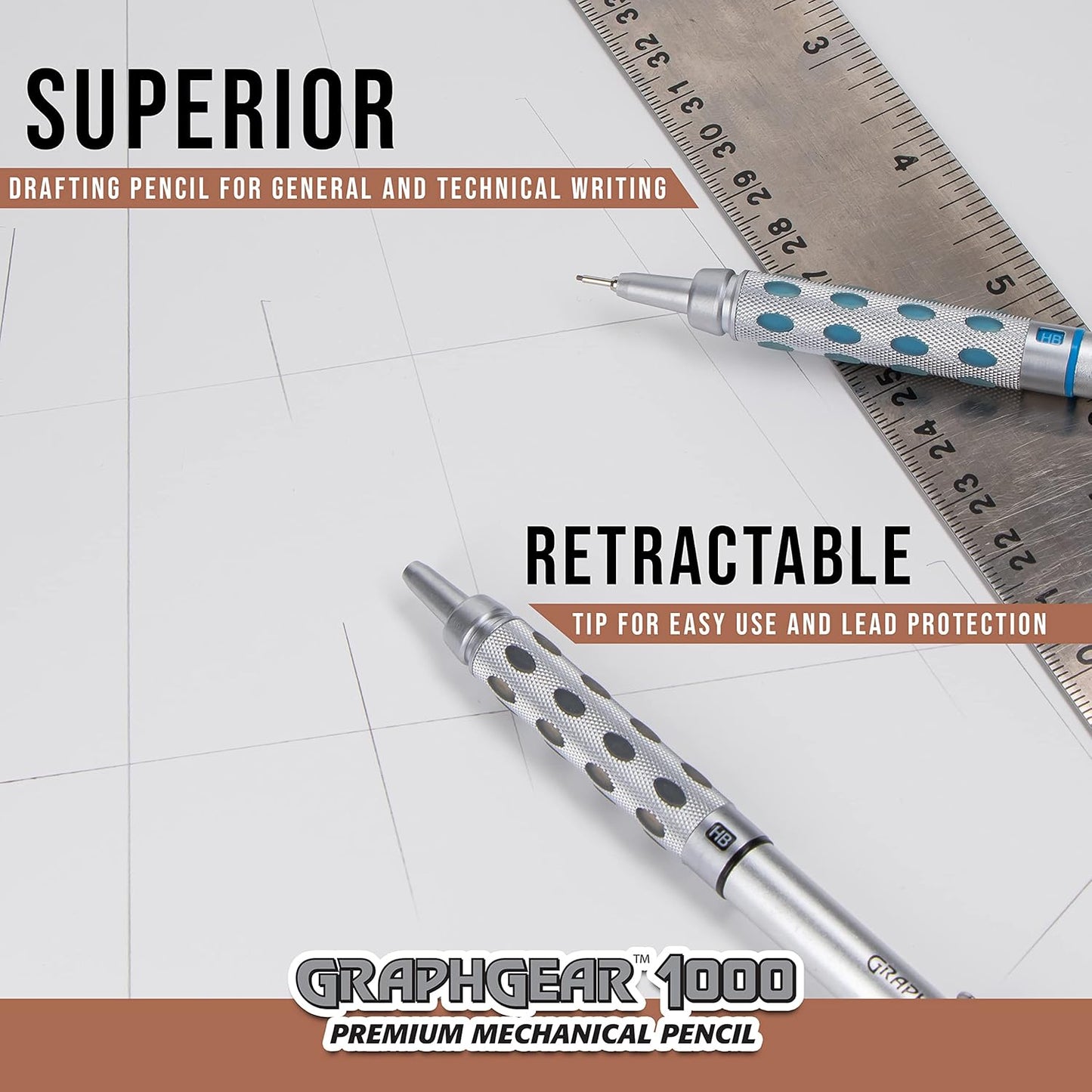 Pentel GraphGear 1000 Mechanical Pencil, (0.5mm) Point Size, Black Barrel, 1 Each (PG1015A)