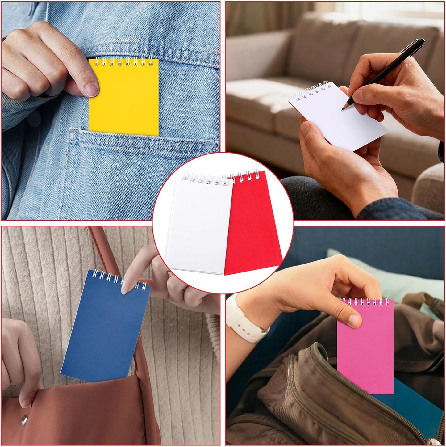 Hooqict 24 Pack Small Pocket Notebook Mini Notebooks Bulk Small Spiral Notepads with 8 Colors, Memo Note Pads for Kids, Work, Office, School, 3.9 x 2.4 Inches