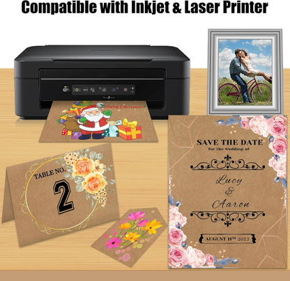 25 Sheets Black Cardstock Paper 8.5'' x 11'', 250gsm/92lb Thick Paper for Scrapbook, Invitations, Printing and DIY Cards