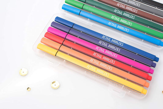 American Crafts Detail Doodlers Fine Felt Tip 12/Pkg-Basics