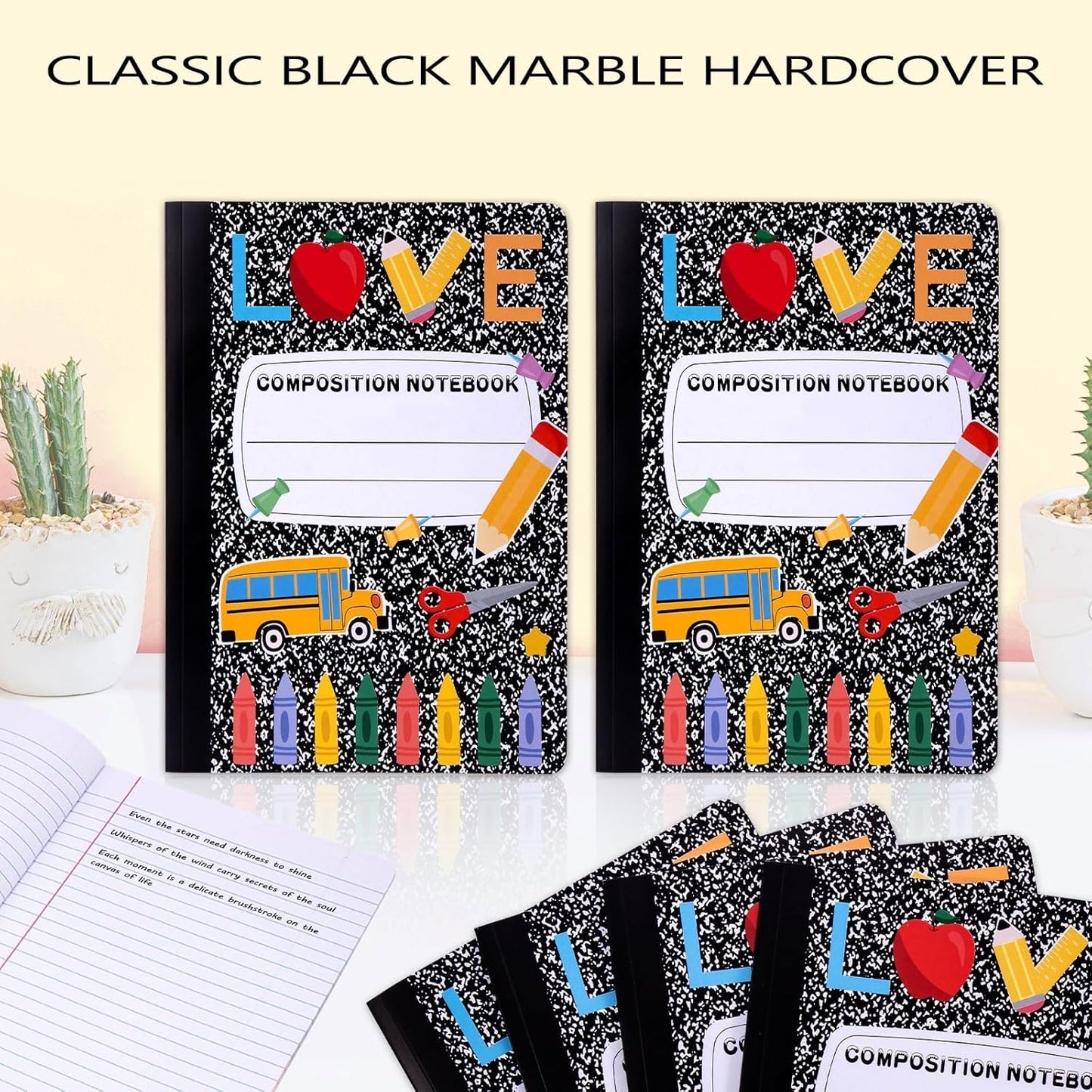 6 Pack Marble Composition Notebook Wide Ruled Preppy Composition Notebooks,Back to School Coquette Aesthetic Notebooks Perfect-bound 80 Pages (40 Sheets) 9.75x7.5 Inches