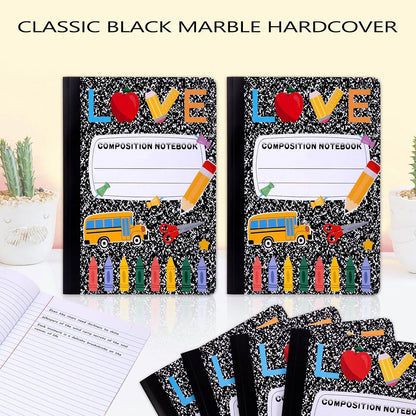 6 Pack Marble Composition Notebook Wide Ruled Preppy Composition Notebooks,Back to School Coquette Aesthetic Notebooks Perfect-bound 80 Pages (40 Sheets) 9.75x7.5 Inches