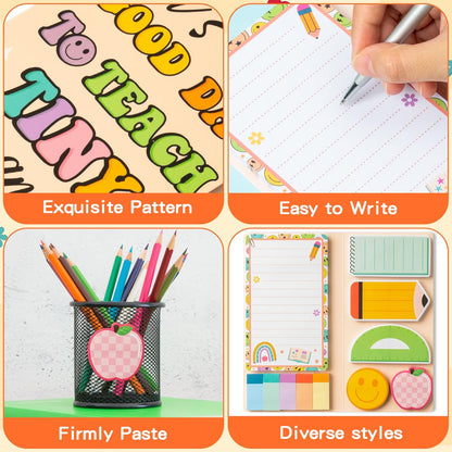 B1ykin Cute Sticky Notes Set - Stay Alive Skeleton Shaped Self-Stick Notes Pad, 550 Sheets Writing Memo Pages Sticky Notepad for Teacher Appreciation Gifts, School Office Supplies (Funny Skeleton) - Colors B