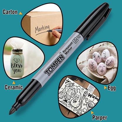 Permanent Markers Black 48 Count Fine Tip,Quick Drying Marker for Gift Card,Bulk Pens on Wood,Plastic,Paper,Metal,Mirror for Office School Classroom Home