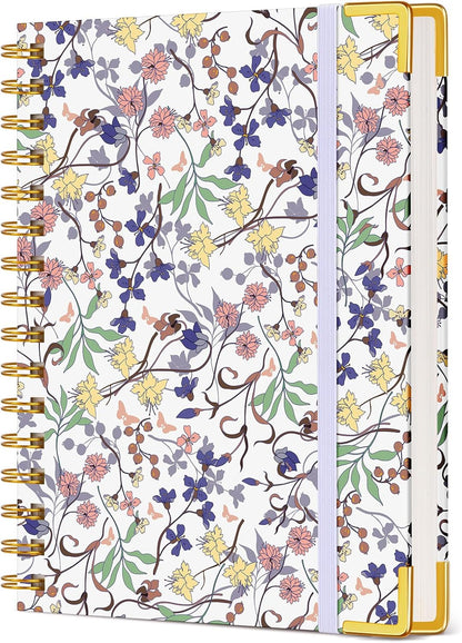 Cute Spiral Notebook Journal for Women, 200 Pages Lined Notebooks 8.5” x 11”, A4 Large Hardcover Spiral Journals with 100 GSM Thick Paper, College Ruled Notebook for Writing Work School, Orange Floral