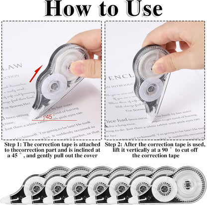 BESARME 12 Pack Correction Tapes, 39 Feet Each Correction Tape Roller Correction Tape Pen for Students Office Supplies, 1/5 X 472 Inches
